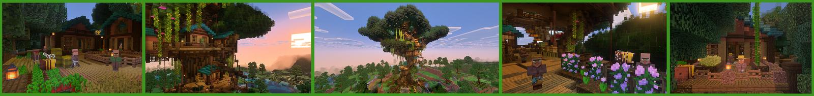 Panorama of the Minecraft Bedrock Marketplace product Advanced Tree House Village created by GoE-Craft.