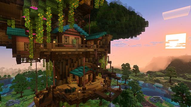 Screenshot of the Minecraft Bedrock Marketplace product Advanced Tree House Village created by GoE-Craft.