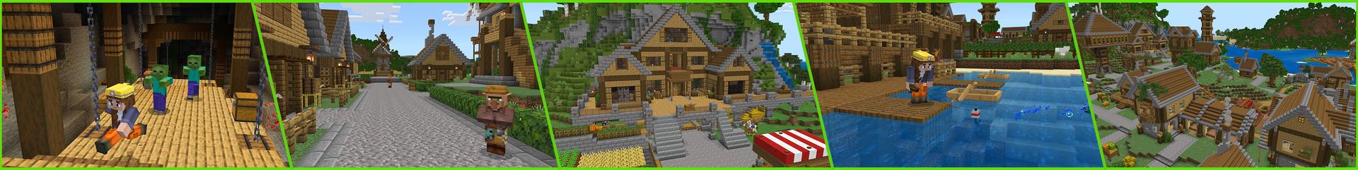 Panorama of the Minecraft Bedrock Marketplace product Advanced Village Survival created by GoE-Craft.