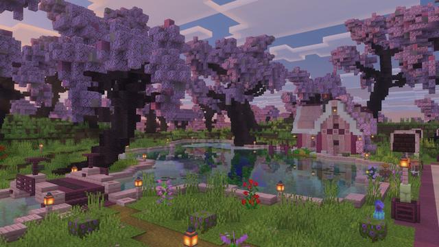 Screenshot of the Minecraft Bedrock Marketplace product Cherry Blossom Mansion created by GoE-Craft.
