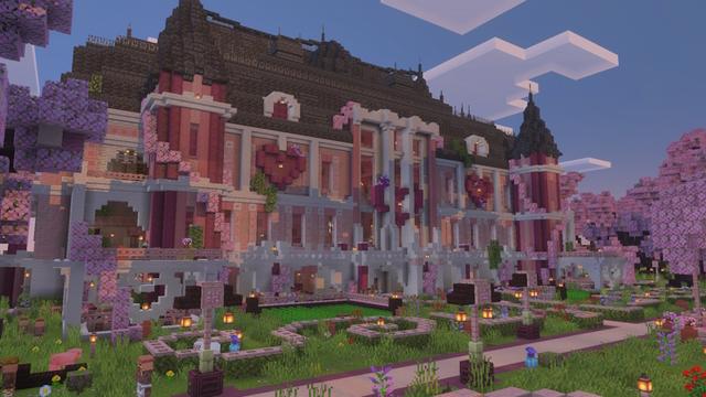 Screenshot of the Minecraft Bedrock Marketplace product Cherry Blossom Mansion created by GoE-Craft.