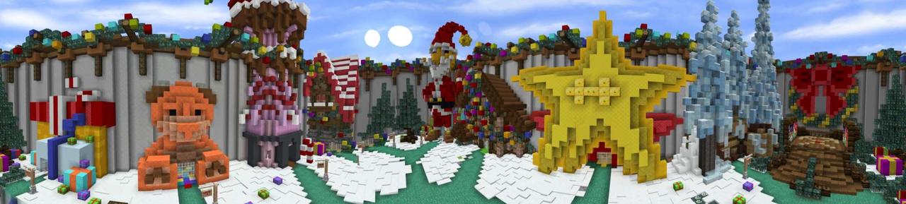 Panorama of the Minecraft Bedrock Marketplace product Christmas Droppers created by GoE-Craft.