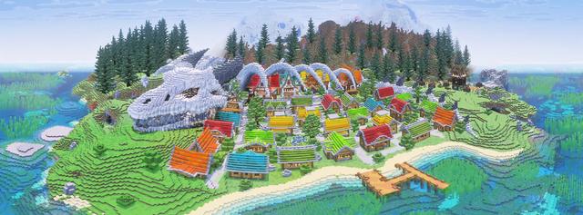 Panorama of the Minecraft Bedrock Marketplace product Dragon Village created by GoE-Craft.