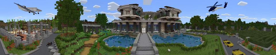 Panorama of the Minecraft Bedrock Marketplace product Hacker Mansion created by GoE-Craft.