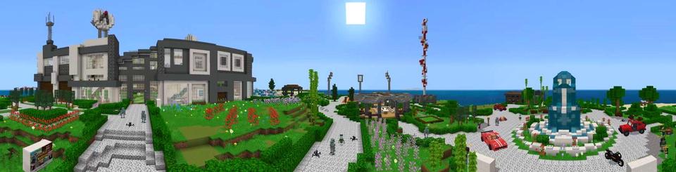 Panorama of the Minecraft Bedrock Marketplace product Hacker Modern Mansion created by GoE-Craft.