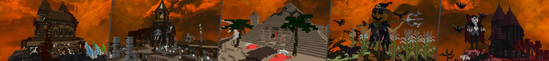 Panorama of the Minecraft Bedrock Marketplace product Halloween Skyblock created by GoE-Craft.