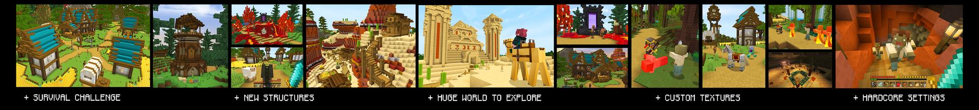 Panorama of the Minecraft Bedrock Marketplace product Hardcore Wilderness Survival created by GoE-Craft.