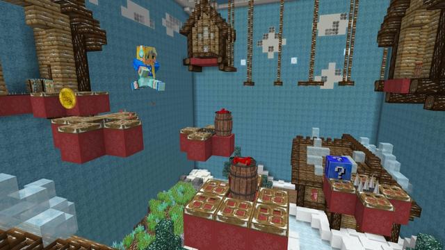 Screenshot of the Minecraft Bedrock Marketplace product Lucky Block Parkour-WinterRush created by GoE-Craft.
