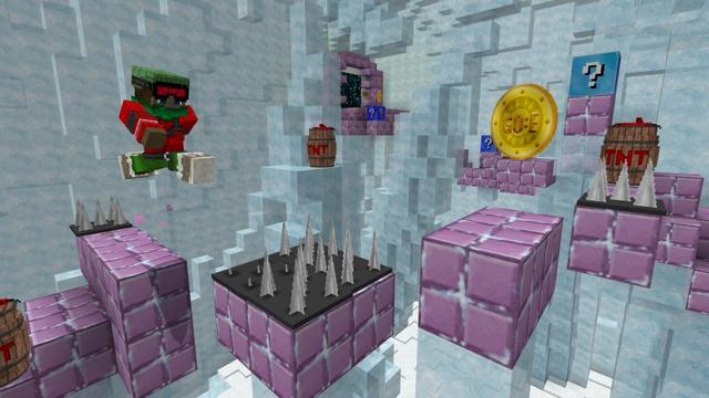 Screenshot of the Minecraft Bedrock Marketplace product Lucky Block Parkour-WinterRush created by GoE-Craft.