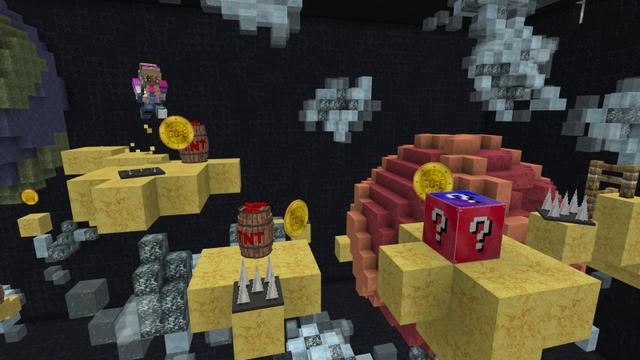 Screenshot of the Minecraft Bedrock Marketplace product Lucky Block Parkour-WinterRush created by GoE-Craft.