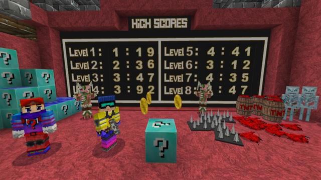 Screenshot of the Minecraft Bedrock Marketplace product Lucky Block Parkour-WinterRush created by GoE-Craft.