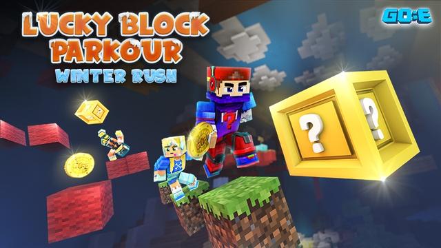 Thumbnail of the Minecraft Bedrock Marketplace product Lucky Block Parkour-WinterRush created by GoE-Craft.