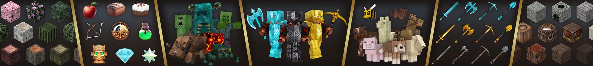Panorama of the Minecraft Bedrock Marketplace product Medieval Realism 128x / 64x created by GoE-Craft.