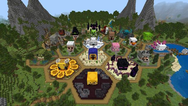 Screenshot of the Minecraft Bedrock Marketplace product Mob Heads Village created by GoE-Craft.