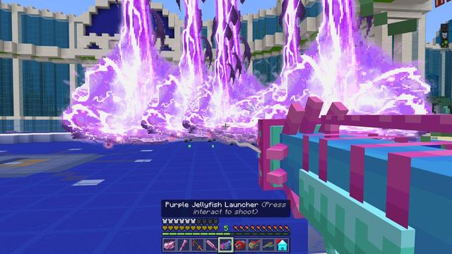Screenshot of the Minecraft Bedrock Marketplace product Mob Weapons Aquatic Expansion created by GoE-Craft.