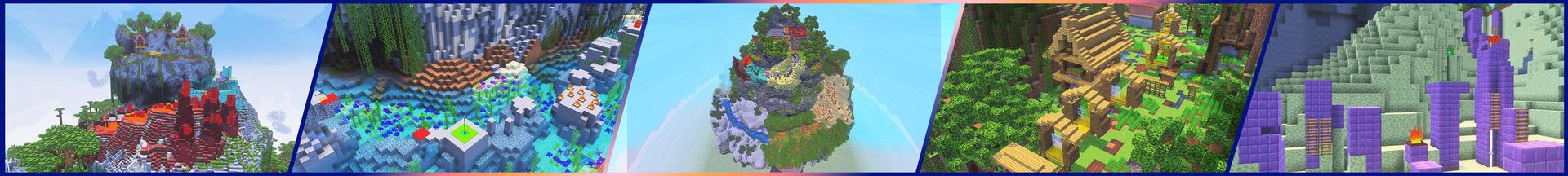 Panorama of the Minecraft Bedrock Marketplace product Mountain Parkour & Droppers created by GoE-Craft.
