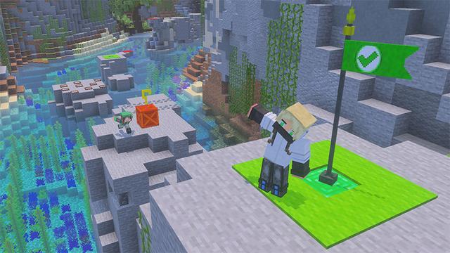 Screenshot of the Minecraft Bedrock Marketplace product Mountain Parkour & Droppers created by GoE-Craft.