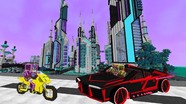 Screenshot of the Minecraft Bedrock Marketplace product Neon City Mash-Up created by GoE-Craft.