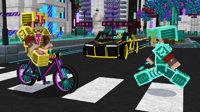 Screenshot of the Minecraft Bedrock Marketplace product Neon City Mash-Up created by GoE-Craft.