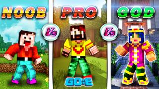 Thumbnail of the Minecraft Bedrock Marketplace product Noob vs Pro vs God created by GoE-Craft.