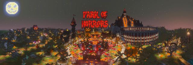 Panorama of the Minecraft Bedrock Marketplace product Park of Horrors created by GoE-Craft.
