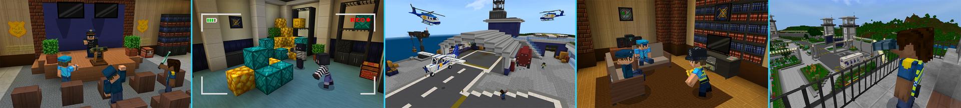 Panorama of the Minecraft Bedrock Marketplace product Police Station created by GoE-Craft.