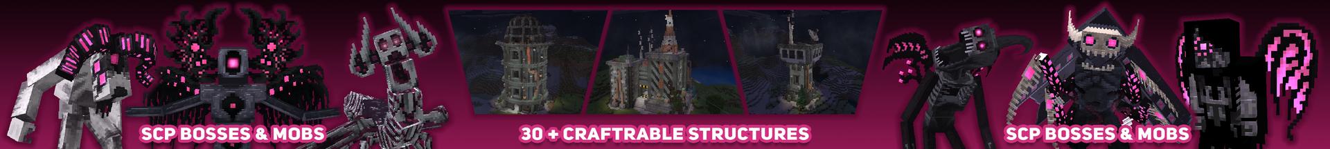 Panorama of the Minecraft Bedrock Marketplace product SCP Monsters Add-On created by GoE-Craft.