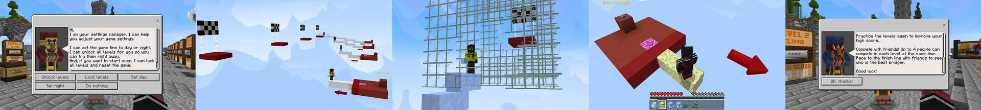 Panorama of the Minecraft Bedrock Marketplace product Speed Bridge Challenge created by GoE-Craft.