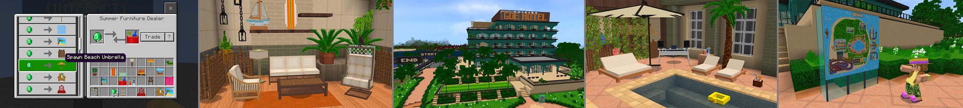 Panorama of the Minecraft Bedrock Marketplace product Summer Billionaire Resort created by GoE-Craft.