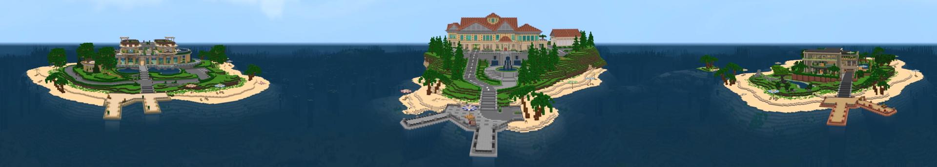 Panorama of the Minecraft Bedrock Marketplace product Summer Luxury Resort created by GoE-Craft.