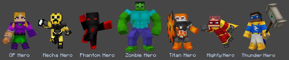 Panorama of the Minecraft Bedrock Marketplace product Superhero Morphs created by GoE-Craft.