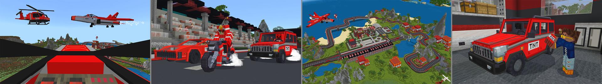 Panorama of the Minecraft Bedrock Marketplace product TNT Vehicle created by GoE-Craft.