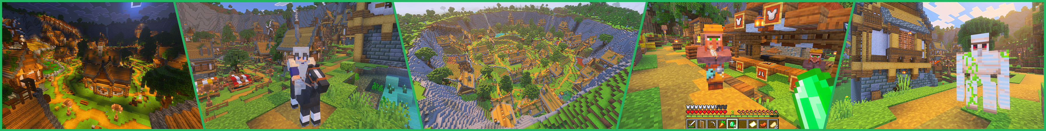 Panorama of the Minecraft Bedrock Marketplace product Village in a Hole created by GoE-Craft.