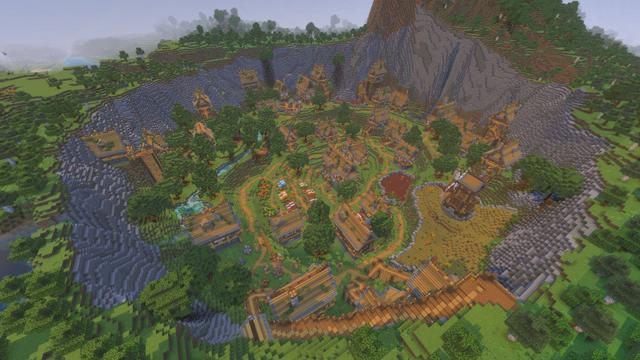 Screenshot of the Minecraft Bedrock Marketplace product Village in a Hole created by GoE-Craft.