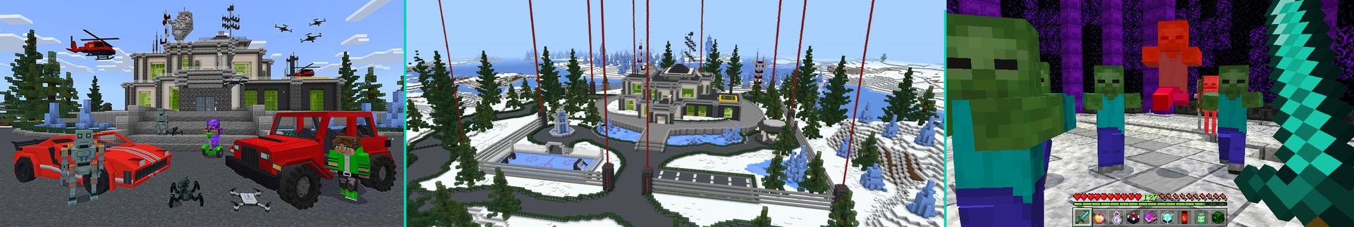 Panorama of the Minecraft Bedrock Marketplace product Winter Hacker Mansion created by GoE-Craft.