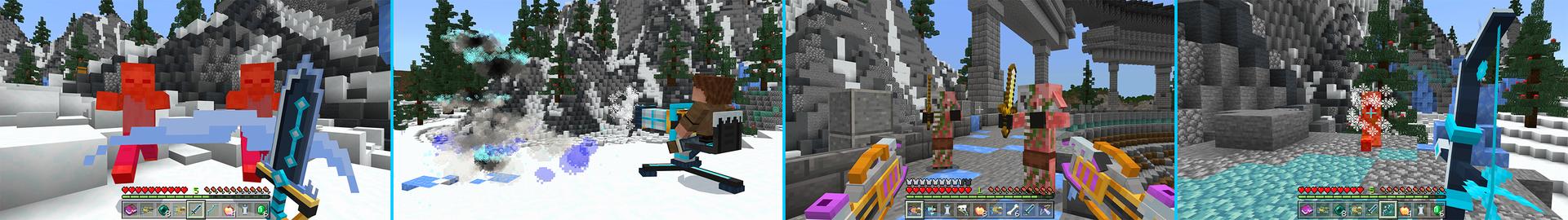 Panorama of the Minecraft Bedrock Marketplace product Winter Weapons created by GoE-Craft.