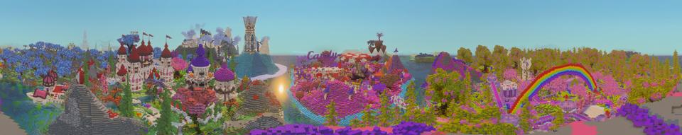 Panorama of the Minecraft Bedrock Marketplace product Wonderland Rainbow created by GoE-Craft.