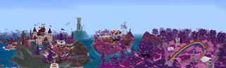 Panorama of the Minecraft Bedrock Marketplace product Wonderland Rainbow created by GoE-Craft.