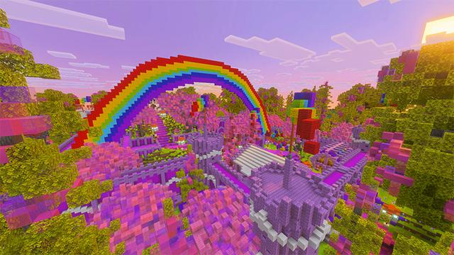 Screenshot of the Minecraft Bedrock Marketplace product Wonderland Rainbow created by GoE-Craft.