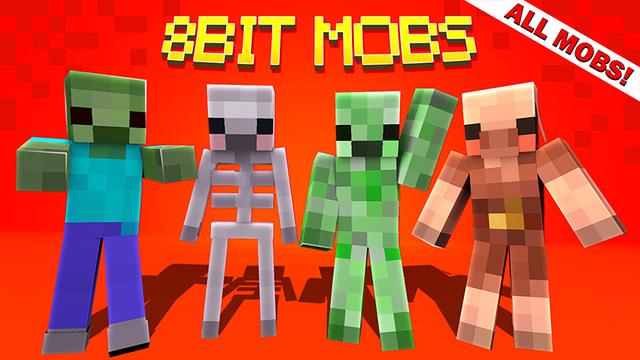 Thumbnail of the Minecraft Bedrock Marketplace product 8Bit Mobs created by Heropixel Games.