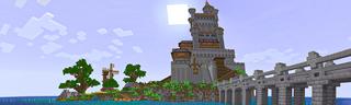 Panorama of the Minecraft Bedrock Marketplace product Castle Survival Spawn created by Heropixel Games.