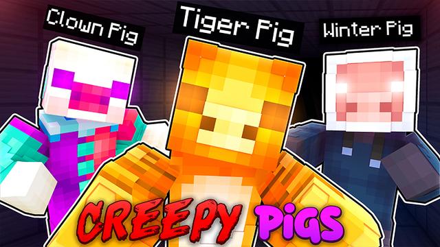 Thumbnail of the Minecraft Bedrock Marketplace product Creepy Pigs created by Heropixel Games.