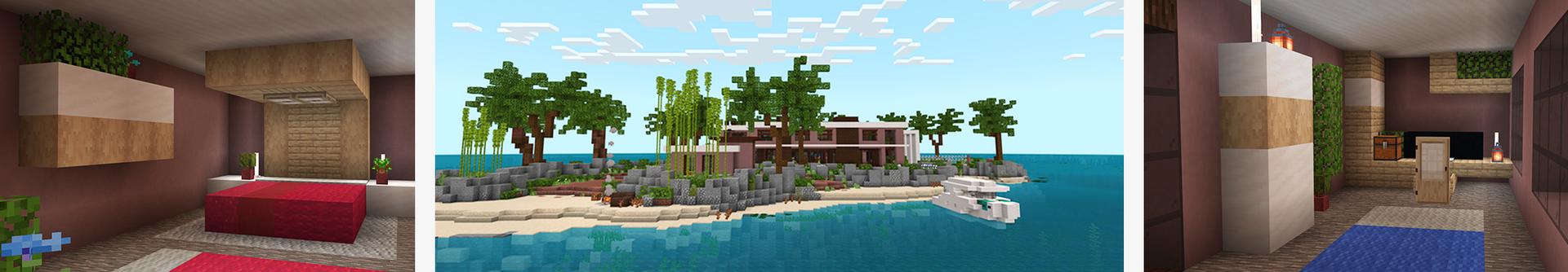 Panorama of the Minecraft Bedrock Marketplace product Millionaire Island Mansion created by Heropixel Games.