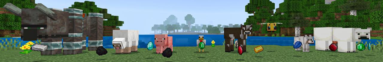 Panorama of the Minecraft Bedrock Marketplace product Mob Drop Ores created by Heropixel Games.