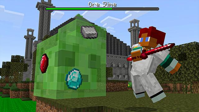 Screenshot of the Minecraft Bedrock Marketplace product Mob Drop Ores created by Heropixel Games.