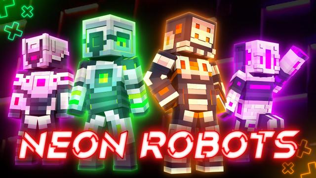 Thumbnail of the Minecraft Bedrock Marketplace product Neon Robots created by Heropixel Games.