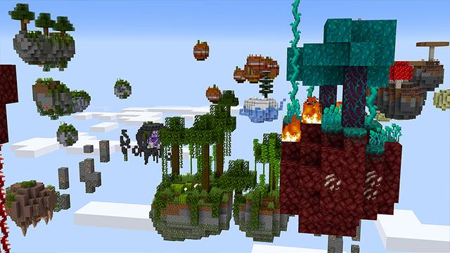 Screenshot of the Minecraft Bedrock Marketplace product Skyblock+ Islands created by Heropixel Games.