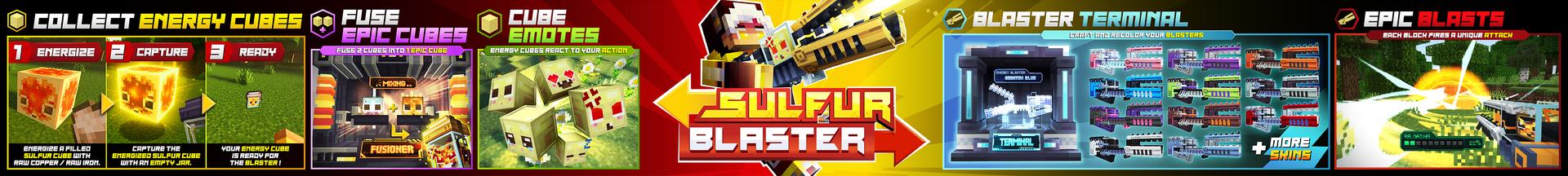 Panorama of the Minecraft Bedrock Marketplace product Sulfur Blaster Add-On created by Heropixel Games.