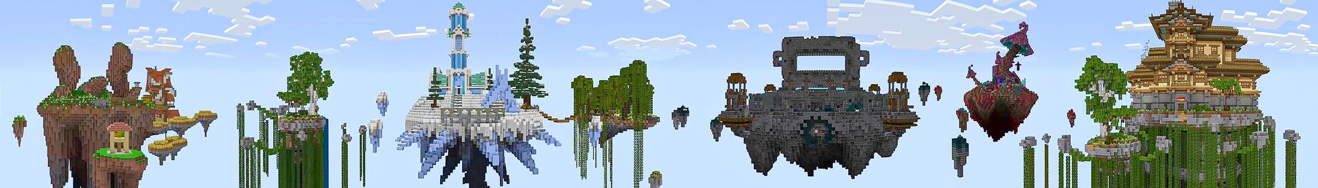 Panorama of the Minecraft Bedrock Marketplace product 100 Hours Skyblock created by Heropixel Games.