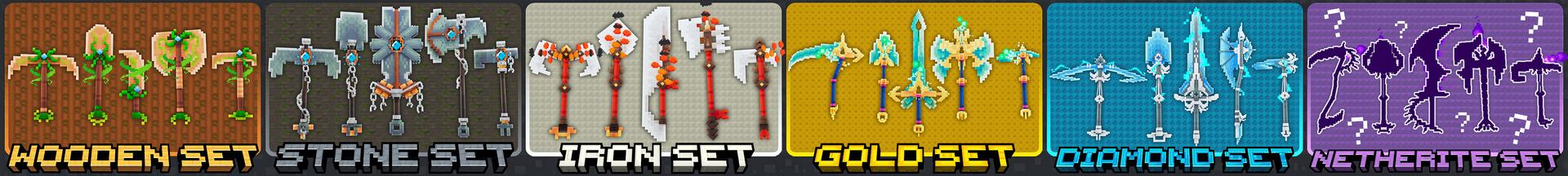 Panorama of the Minecraft Bedrock Marketplace product 3D Weapons Texture Pack created by Heropixel Games.